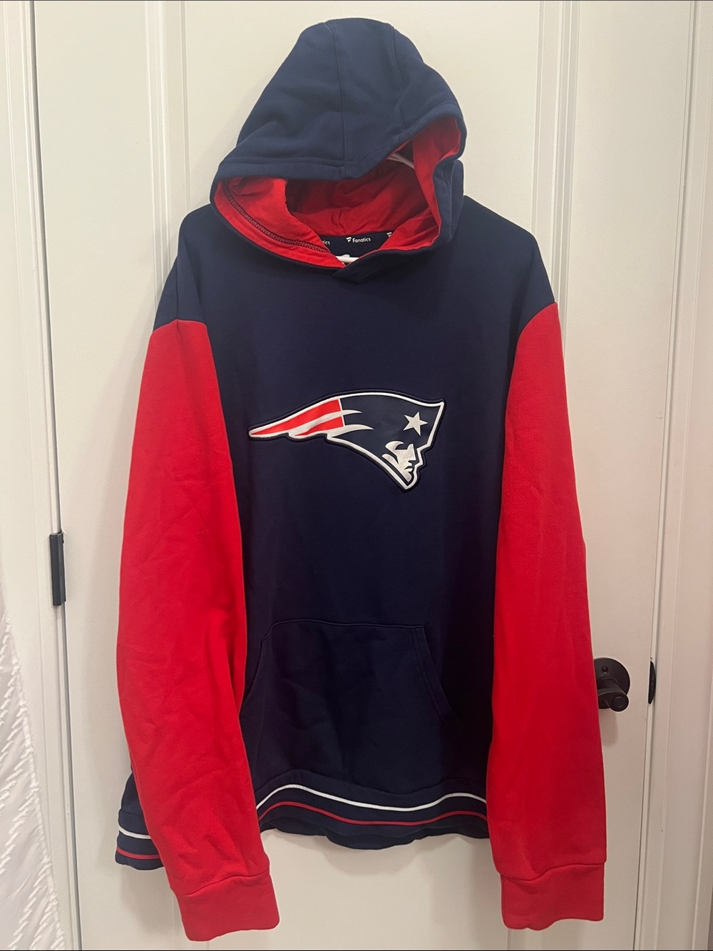 NE Patriots Men's Navy and Red Hooded Sweatshirt